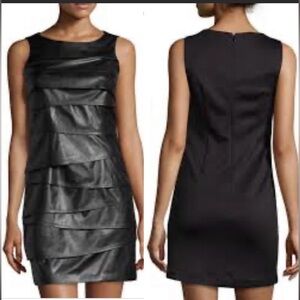 NWT Vakko Sport Faux Leather Sleeveless Dress w Pockets Black size Small